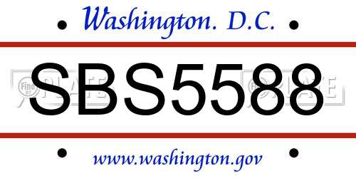 SBS5588 District Of Columbia License Plate