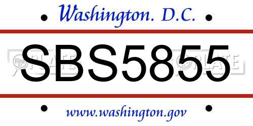 SBS5855 District Of Columbia License Plate