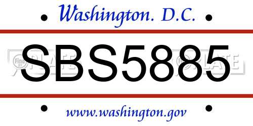 SBS5885 District Of Columbia License Plate
