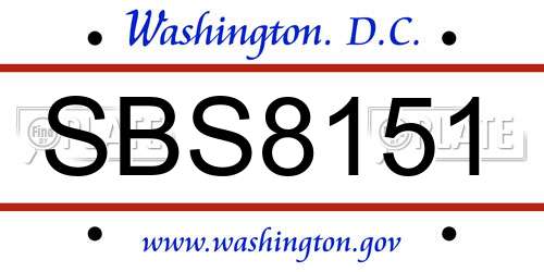 SBS8151 District Of Columbia License Plate