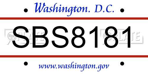 SBS8181 District Of Columbia License Plate