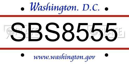 SBS8555 District Of Columbia License Plate
