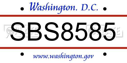 SBS8585 District Of Columbia License Plate