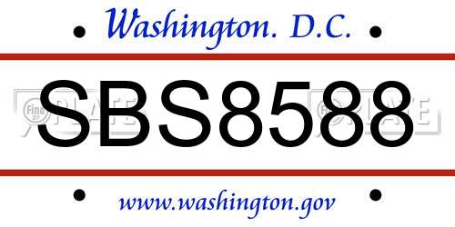 SBS8588 District Of Columbia License Plate
