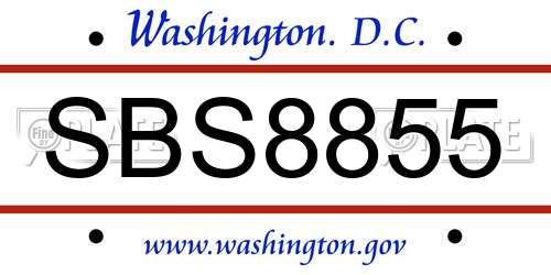 SBS8855 District Of Columbia License Plate