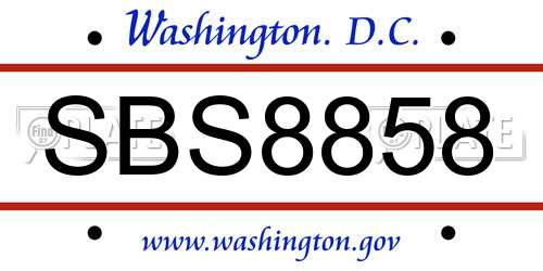SBS8858 District Of Columbia License Plate
