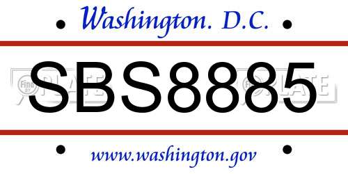SBS8885 District Of Columbia License Plate