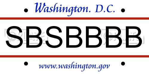 SBSBBBB District Of Columbia License Plate