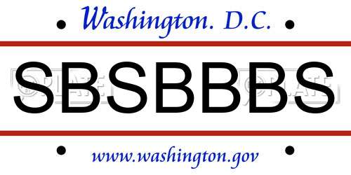 SBSBBBS District Of Columbia License Plate