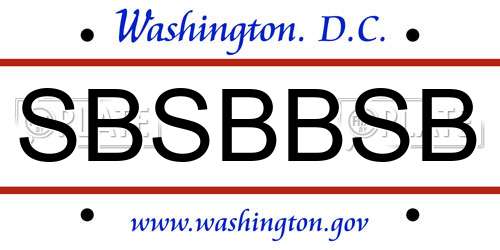 SBSBBSB District Of Columbia License Plate