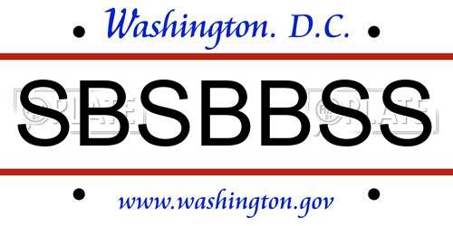 SBSBBSS District Of Columbia License Plate