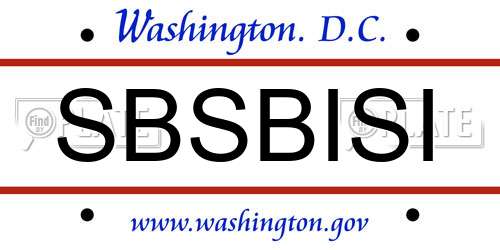 SBSBISI District Of Columbia License Plate