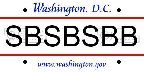 SBSBSBB District Of Columbia License Plate