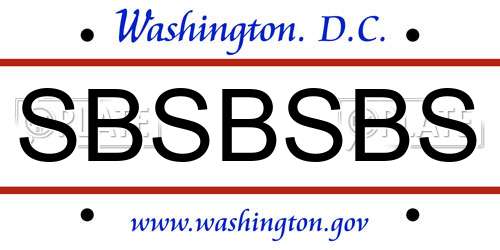 SBSBSBS District Of Columbia License Plate