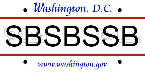 SBSBSSB District Of Columbia License Plate
