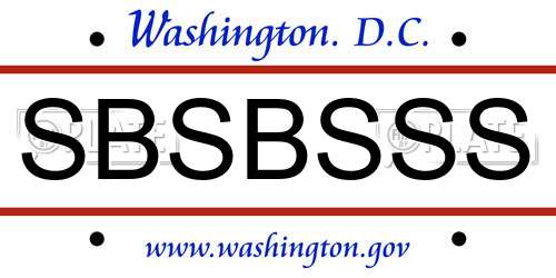 SBSBSSS District Of Columbia License Plate
