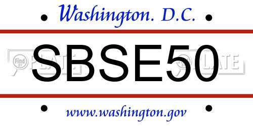 SBSE50 District Of Columbia License Plate