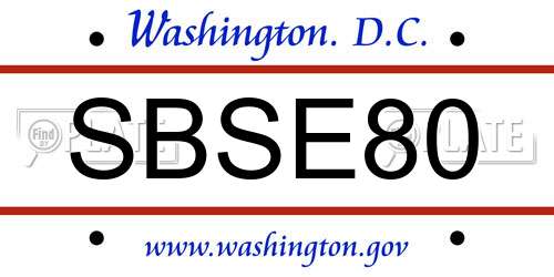 SBSE80 District Of Columbia License Plate