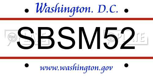 SBSM52 District Of Columbia License Plate