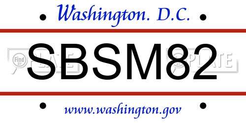 SBSM82 District Of Columbia License Plate