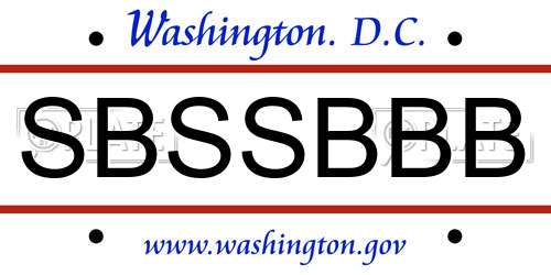 SBSSBBB District Of Columbia License Plate