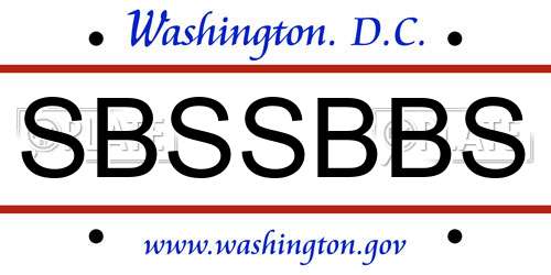 SBSSBBS District Of Columbia License Plate