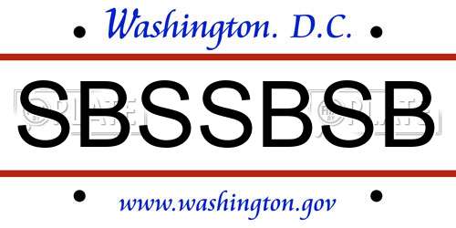 SBSSBSB District Of Columbia License Plate