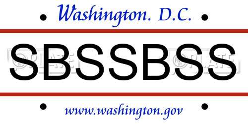 SBSSBSS District Of Columbia License Plate