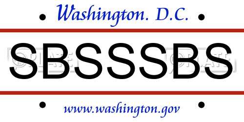 SBSSSBS District Of Columbia License Plate