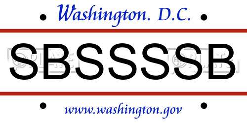 SBSSSSB District Of Columbia License Plate