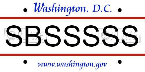 SBSSSSS District Of Columbia License Plate