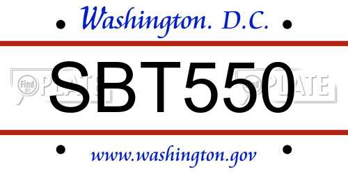 SBT550 District Of Columbia License Plate