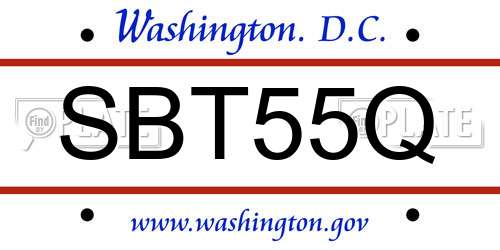 SBT55Q District Of Columbia License Plate
