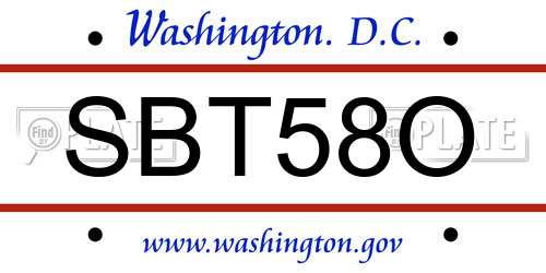 SBT58O District Of Columbia License Plate