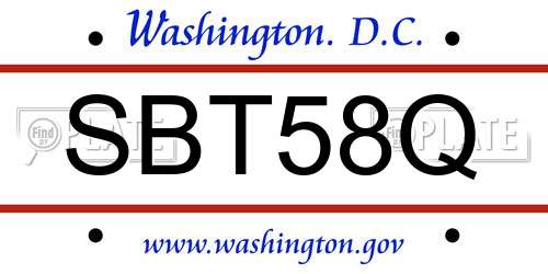 SBT58Q District Of Columbia License Plate