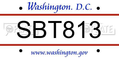 SBT813 District Of Columbia License Plate