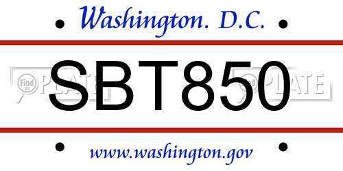 SBT850 District Of Columbia License Plate