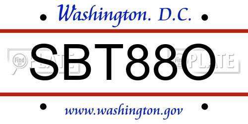 SBT88O District Of Columbia License Plate