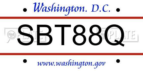 SBT88Q District Of Columbia License Plate