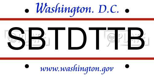 SBTDTTB District Of Columbia License Plate