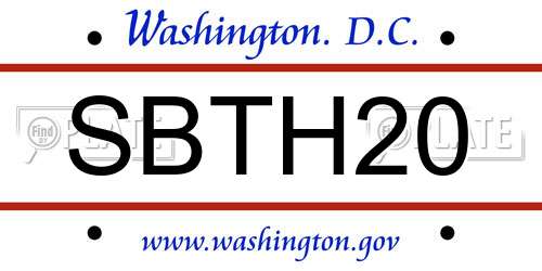 SBTH20 District Of Columbia License Plate