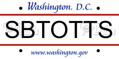 SBTOTTS District Of Columbia License Plate