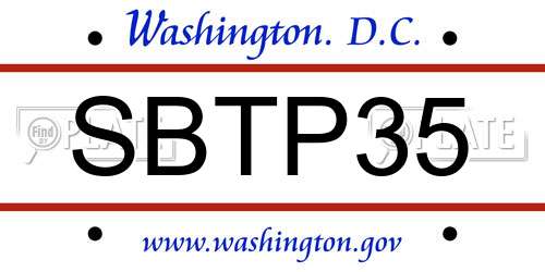 SBTP35 District Of Columbia License Plate