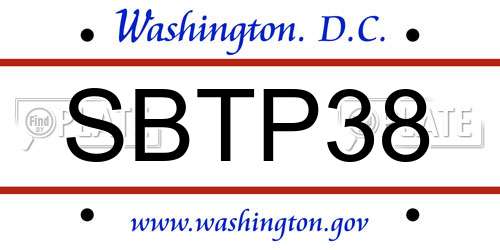 SBTP38 District Of Columbia License Plate