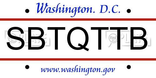 SBTQTTB District Of Columbia License Plate