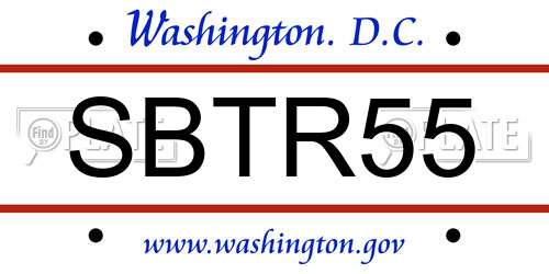 SBTR55 District Of Columbia License Plate