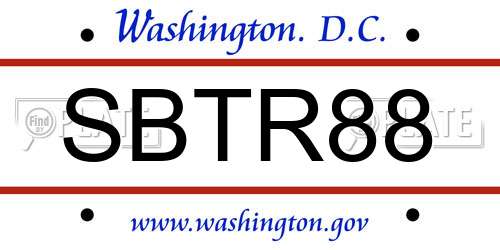 SBTR88 District Of Columbia License Plate