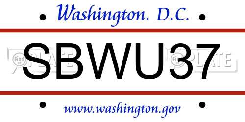 SBWU37 District Of Columbia License Plate