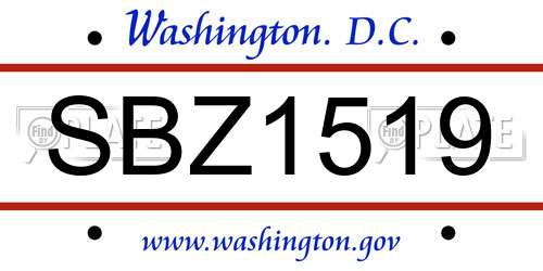 SBZ1519 District Of Columbia License Plate