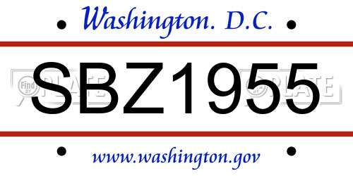 SBZ1955 District Of Columbia License Plate